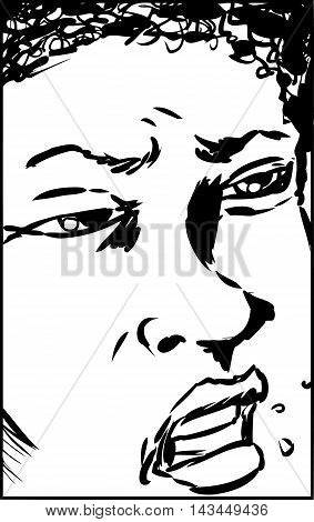 Annoyed Close Up Face As Outline