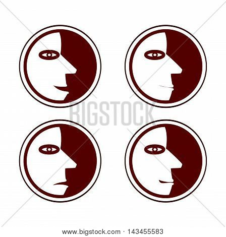 Simple set of characters faces in cubist style