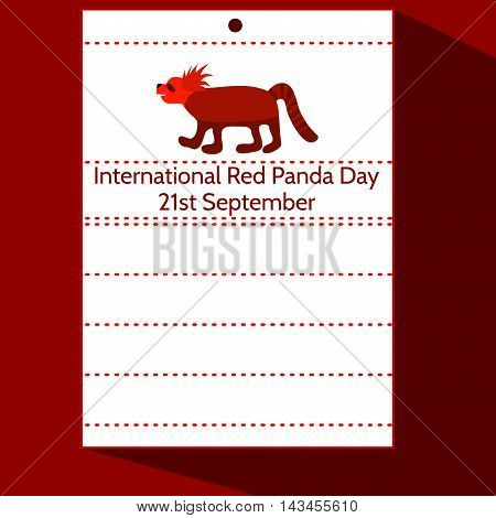 Calendar letter with animal and inscription International Red Panda Day 21st September
