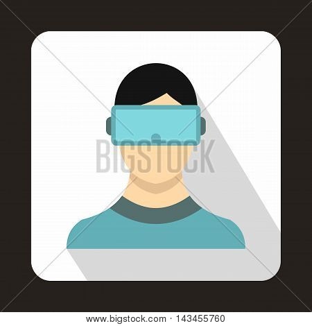 Virtual reality glasses icon in flat style with long shadow. Gadget symbol