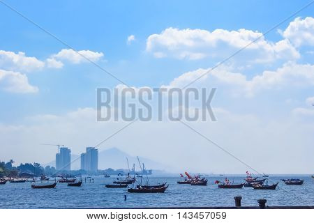 the view of Bangsaen Sea in fresh day
