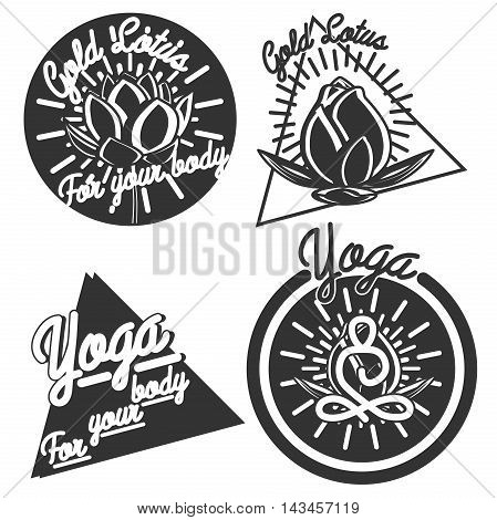 Set of logos, labels and badges for yoga studio in vector. Yoga vector logotype template.