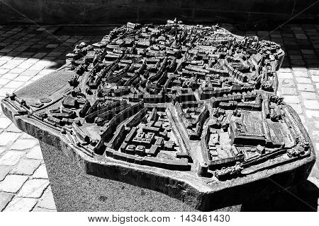 Nurnberg Bavaria / Germany - July 19th 2014: stone carved Nurnberg layout