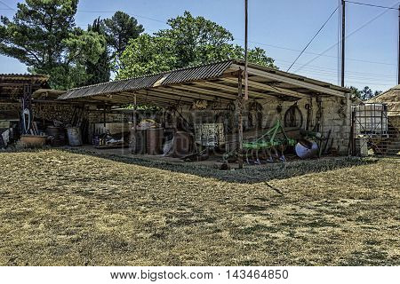 An old storage unit - barm on a countryside / farm