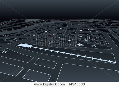 Ilustrovaná mapa obecný města v noci