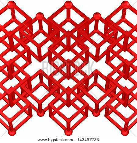 Red abstarct background. Isolated on white background. 3D rendering.