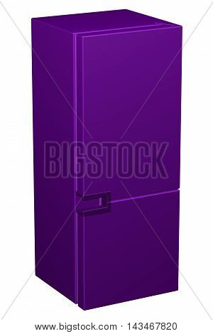 Purple refrigerator isolated on white background. 3D rendering.