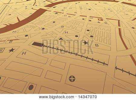 Upravitelné vektorové streetmap obecný města bez jména