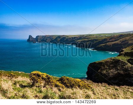 Coastline of northern Cornwall near Tintagel in England
