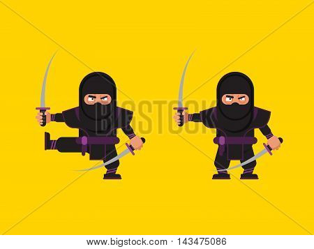 Stock vector illustration of ninja character in a flat style
