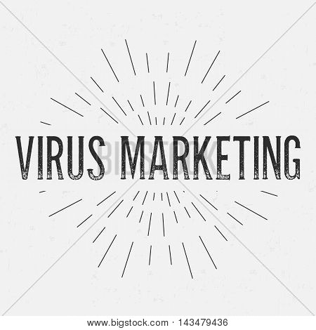 Abstract creative vector design layout with text - virus marketing. Vintage concept background, art template, retro elements, logo, labels, layout, badge, old banner, card. Hand made typography word.