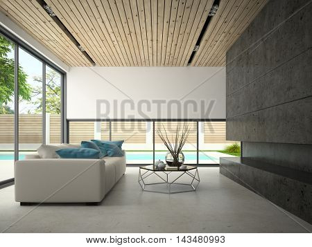 Interior hous with swiming pool 3D rendering