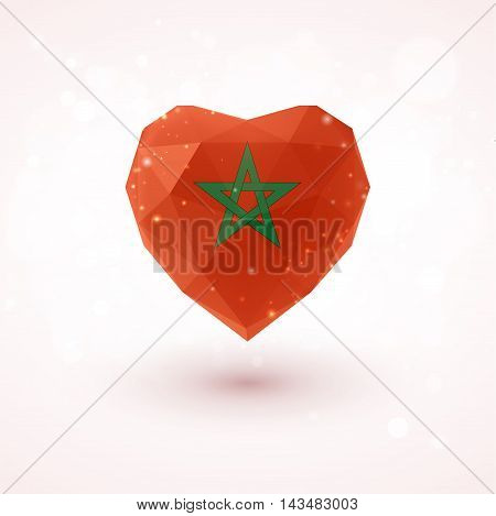 Flag of Morocco in shape of diamond glass heart in triangulation style for info graphics, greeting card, celebration of Independence Day, printed materialsFlag of Laos in shape of diamond glass heart in triangulation style for info graphics, greeting card
