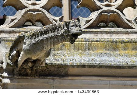 Poissy France - august 6 2016 : the historical collegiate church where the king Saint Louis was baptised