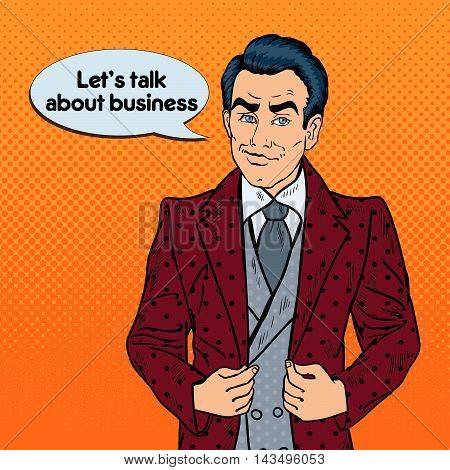 Handsome Confident Businessman Portrait. Pop Art Vector illustration