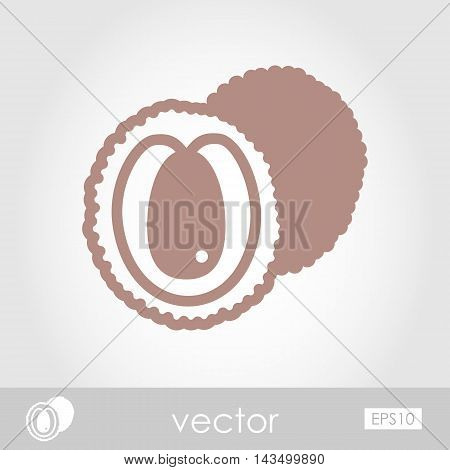 Lichee outline icon. Tropical fruit. Vector illustration eps 10