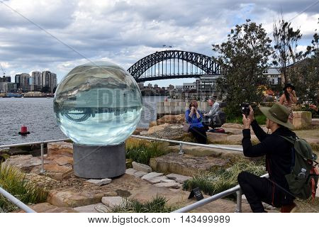 Sydney, Australia - Aug 19, 2016. Sculpture at Barangaroo. Free temporary exhibition transforms Barangaroo Reserve into an open-air sculpture park to capture the imagination of the visitors.