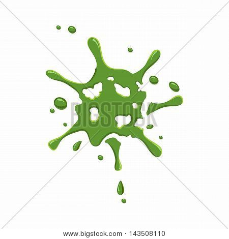 Splattered mucus isolated on white background. Green slime blot vector illustration