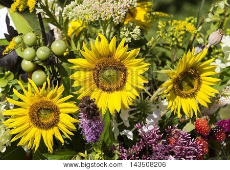 handmade beautiful bouquets from flowers and herbs