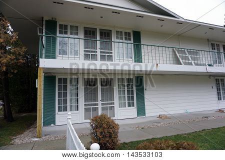 WEQUETONSING, MICHIGAN / UNITED STATES - DECEMBER 22, 2015: The historic Colonial Inn offers elegant lodging in Wequetonsing, Michigan.