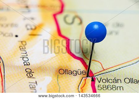 Ollague pinned on a map of Chile