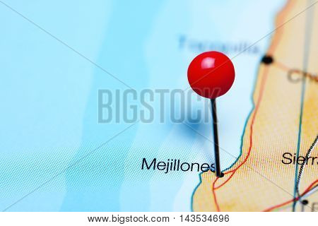 Mejillones pinned on a map of Chile