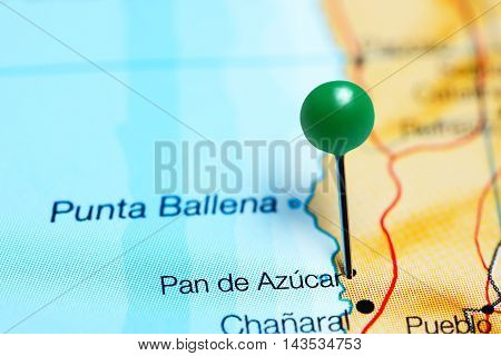 Pan de Azucar pinned on a map of Chile