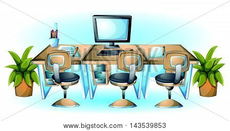 Cartoon Vector Illustration Interior Office Table Object