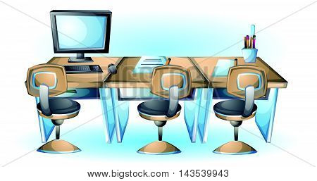 Cartoon Vector Illustration Interior Office Table Object