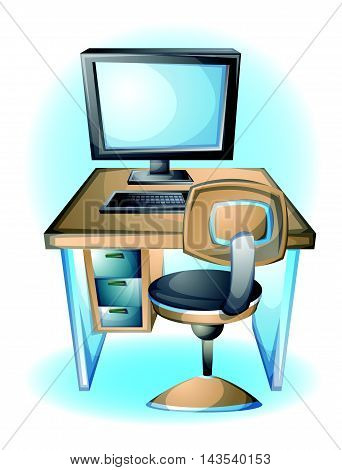 Cartoon Vector Illustration Interior Office Table Object