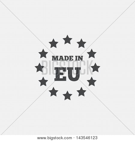 Made in EU icon. Export production symbol. Product created in European Union sign. Flat icon on white background. Vector