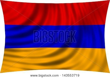 Flag of Armenia waving in wind isolated on white background. Armenian national flag. Patriotic symbolic design. 3d rendered illustration