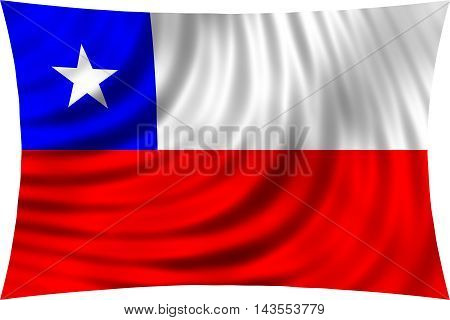 Flag of Chile waving in wind isolated on white background. Chilean national flag. Patriotic symbolic design. 3d rendered illustration