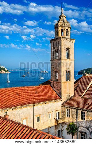 Dubrovnik Croatia. Sunset golden light over Old Town roofs of Ragusa (Duvrovnik).