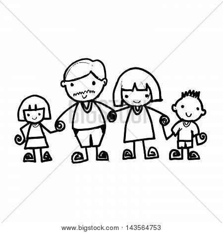 Doodle family icon hand draw illustration design .by Jaidee Family Style
