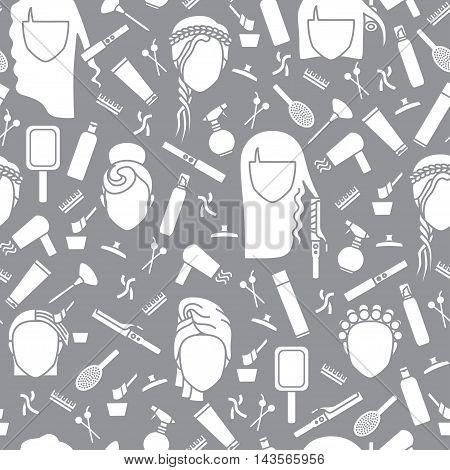 Seamless pattern barbershop - Isolated icons. 6 hairdressing supplies and  4 images.