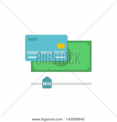 Conceptual Vector Flat Illustration with Cash and Credit Card Depicting Minimum Amount of Money on an Account for Withdrawal