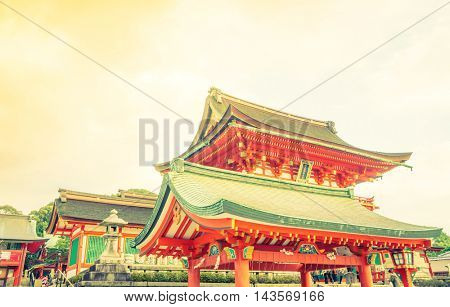 Fushimiinari Taisha ShrineTemple in Kyoto, Japan  ( Filtered image processed vintage effect. )