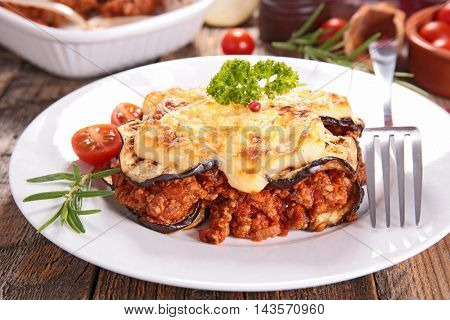 moussaka with aubergine and beef