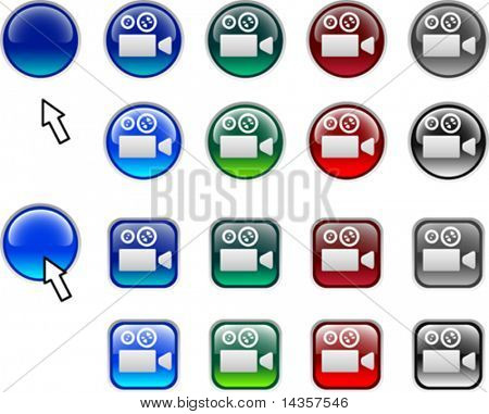 Un sacco di icone dei video. Illustrazione vettoriale.