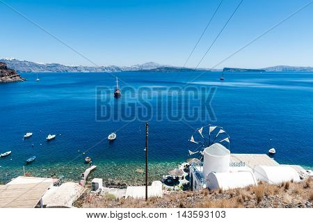 View of Santorini island from Thirasia - Greece