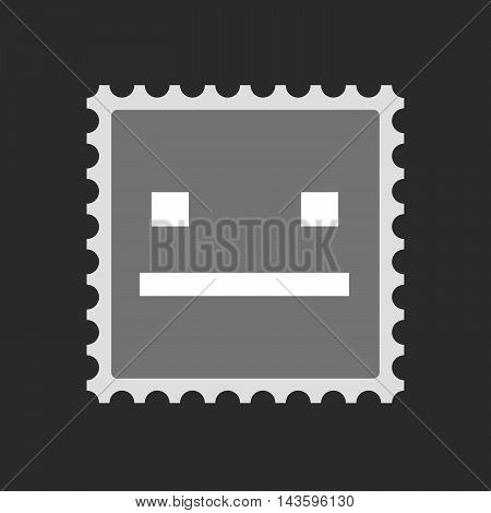 Isolated Mail Stamp Icon With A Emotionless Text Face