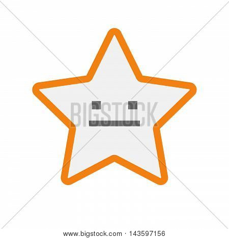 Isolated Line Art Star Icon With A Emotionless Text Face