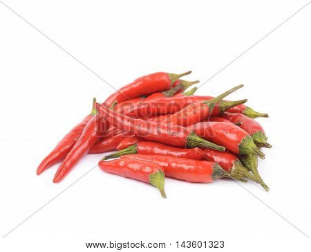 Pile of red italian peppers isolated over the white background
