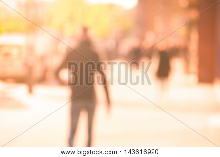 City commuters at sunset. Blurred background image for business, modile apps, and other uses.