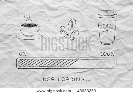 Coffee Icons With Progress Bar Loading Idea