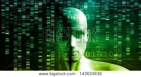 DNA Chemistry Technology and Genome Sequencing Concept 3D Illustration Render