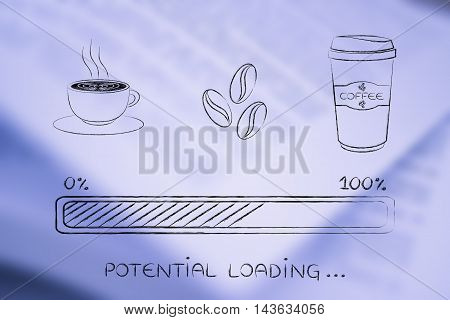 Coffee Icons With Progress Bar Loading Potential