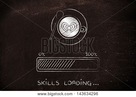 Latte Art Coffee Cup & Progress Bar Loading Skills