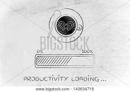 Latte Art Coffee Cup & Progress Bar Loading Productivity